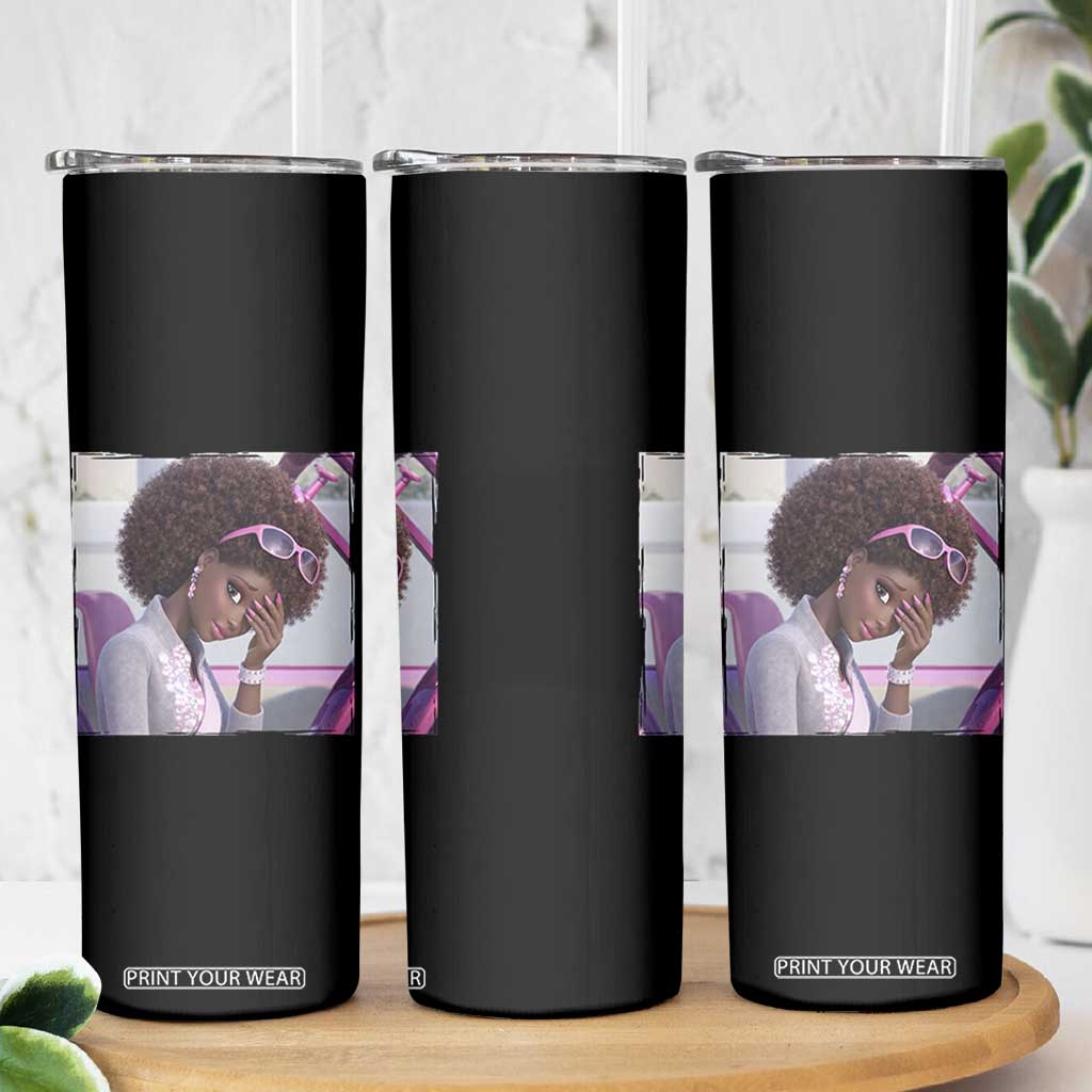 Disgusted Black Doll Meme Skinny Tumbler Funny Sassy Reaction Afro Girl With Attitude TS10 Print Your Wear