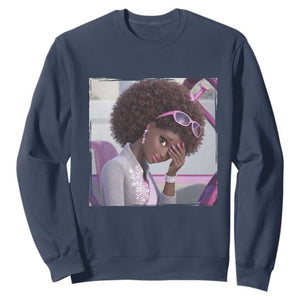 Disgusted Black Doll Meme Sweatshirt Funny Sassy Reaction Afro Girl With Attitude TS10 Navy Print Your Wear
