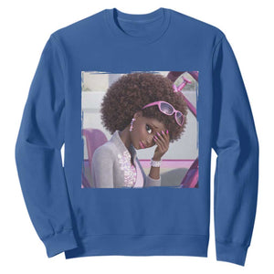 Disgusted Black Doll Meme Sweatshirt Funny Sassy Reaction Afro Girl With Attitude TS10 Royal Blue Print Your Wear