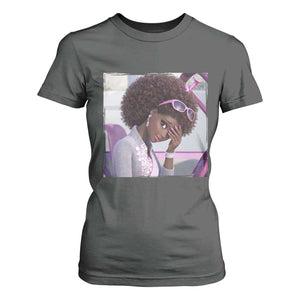 Disgusted Black Doll Meme T Shirt For Women Funny Sassy Reaction Afro Girl With Attitude TS10 Dark Heather Print Your Wear