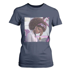 Disgusted Black Doll Meme T Shirt For Women Funny Sassy Reaction Afro Girl With Attitude TS10 Navy Print Your Wear
