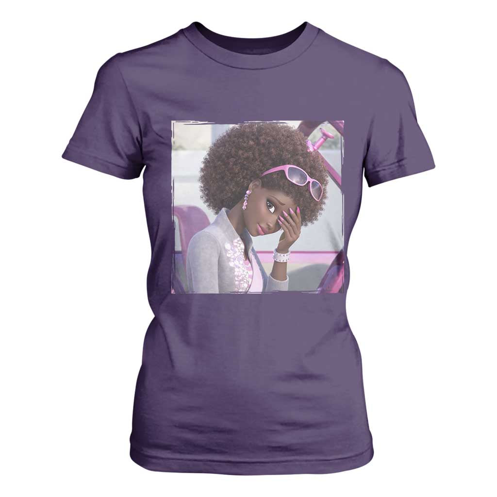 Disgusted Black Doll Meme T Shirt For Women Funny Sassy Reaction Afro Girl With Attitude TS10 Purple Print Your Wear