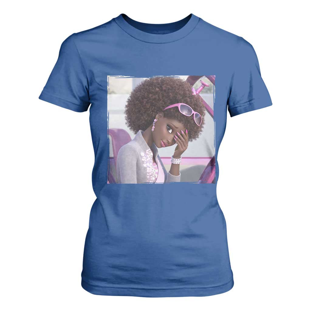 Disgusted Black Doll Meme T Shirt For Women Funny Sassy Reaction Afro Girl With Attitude TS10 Royal Blue Print Your Wear