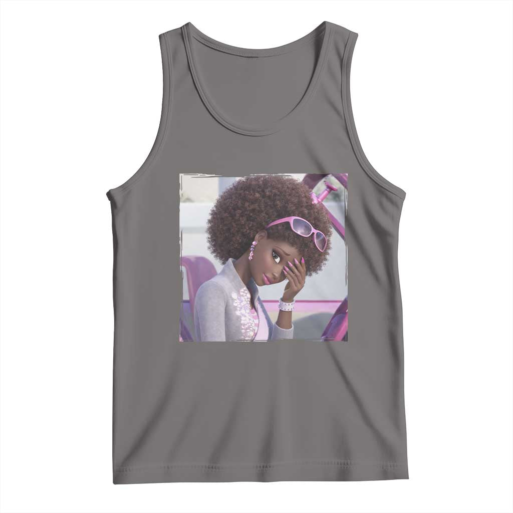Disgusted Black Doll Meme Tank Top Funny Sassy Reaction Afro Girl With Attitude TS10 Deep Heather Print Your Wear