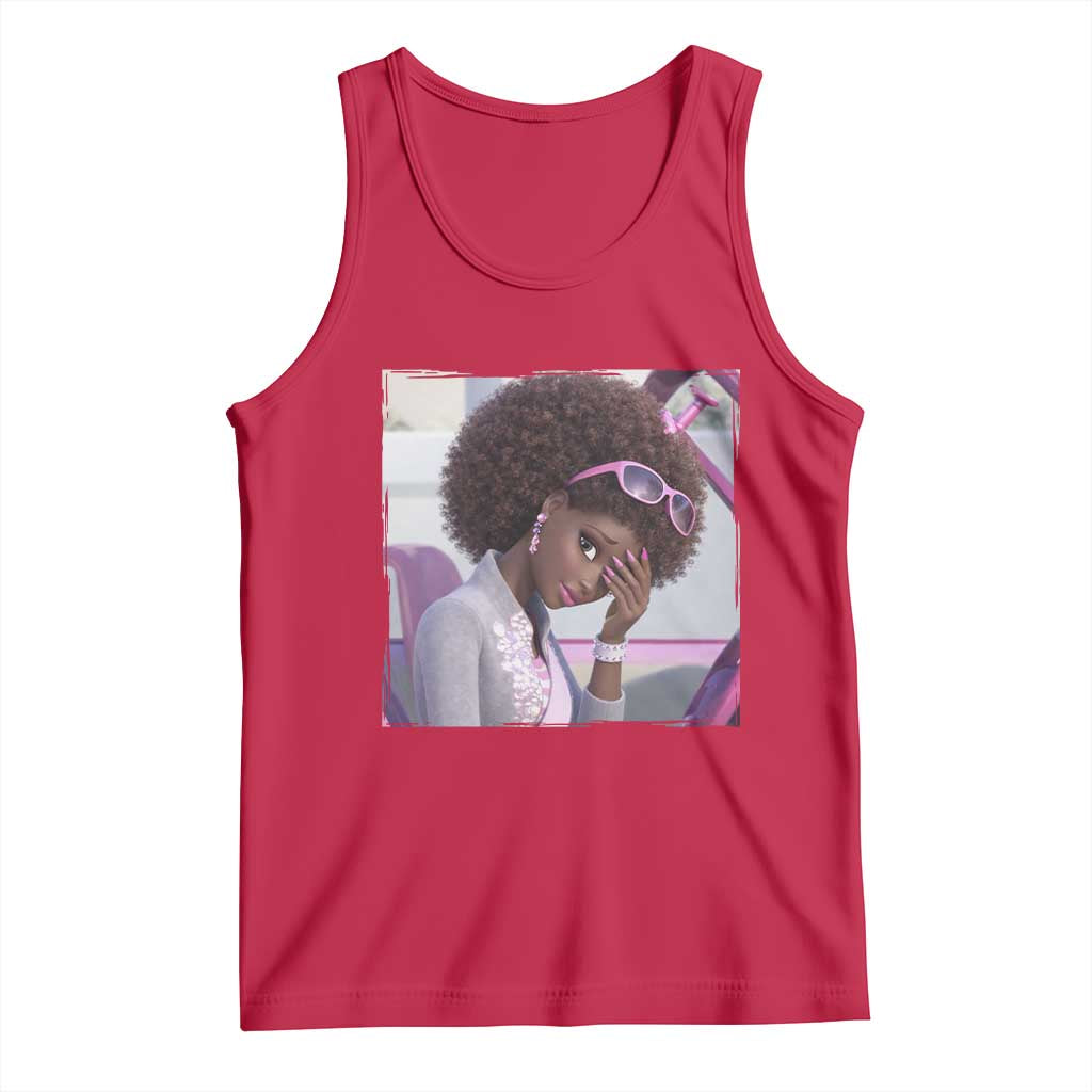 Disgusted Black Doll Meme Tank Top Funny Sassy Reaction Afro Girl With Attitude TS10 Red Print Your Wear