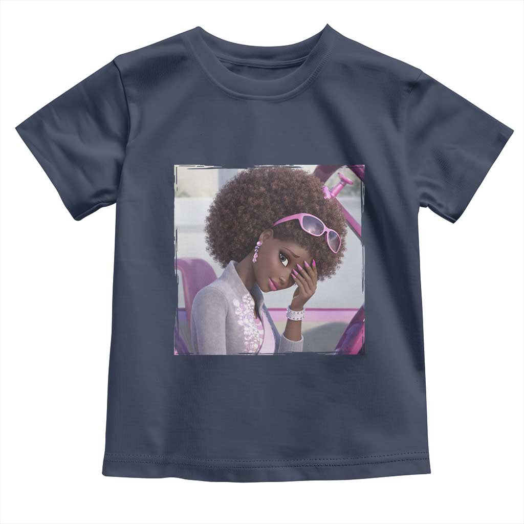 Disgusted Black Doll Meme Toddler T Shirt Funny Sassy Reaction Afro Girl With Attitude TS10 Navy Print Your Wear