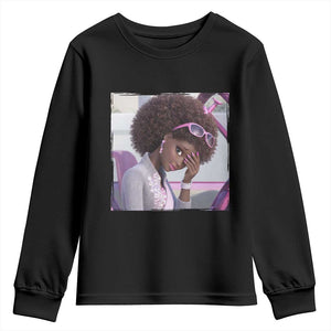 Disgusted Black Doll Meme Youth Sweatshirt Funny Sassy Reaction Afro Girl With Attitude TS10 Black Print Your Wear