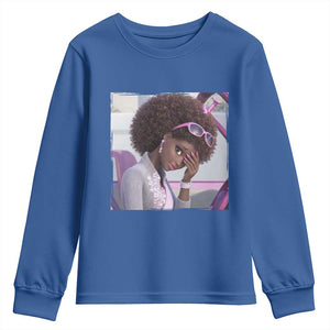 Disgusted Black Doll Meme Youth Sweatshirt Funny Sassy Reaction Afro Girl With Attitude TS10 Royal Blue Print Your Wear