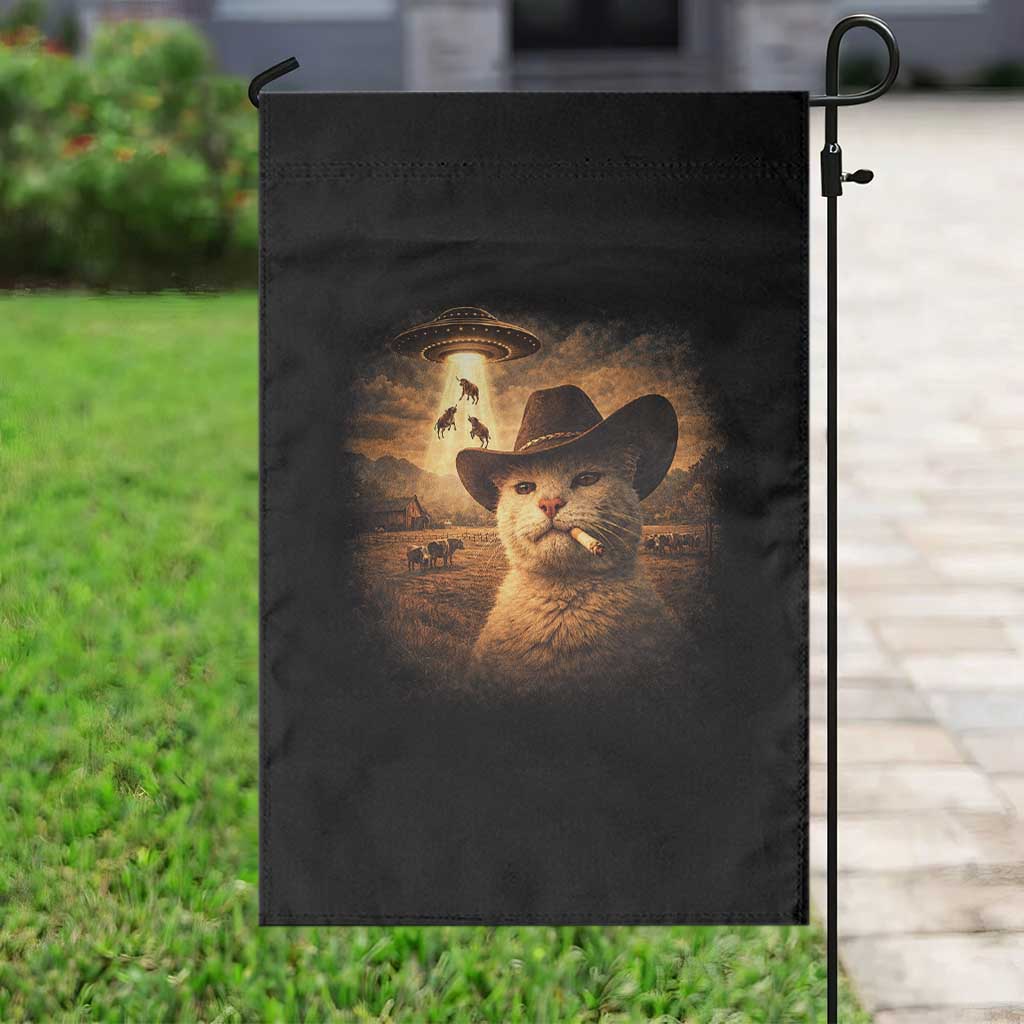 Funny Cowboy Cat UFO Garden Flag Retro Western Rodeo Meme Cats Lover Gift TS10 Print Your Wear