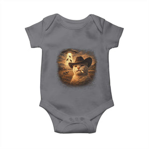 Funny Cowboy Cat UFO Baby Onesie Retro Western Rodeo Meme Cats Lover Gift TS10 Charcoal Print Your Wear