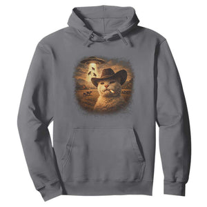 Funny Cowboy Cat UFO Hoodie Retro Western Rodeo Meme Cats Lover Gift TS10 Charcoal Print Your Wear