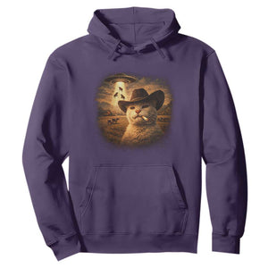 Funny Cowboy Cat UFO Hoodie Retro Western Rodeo Meme Cats Lover Gift TS10 Purple Print Your Wear