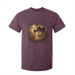 Funny Cowboy Cat UFO T Shirt For Kid Retro Western Rodeo Meme Cats Lover Gift TS10 Maroon Print Your Wear
