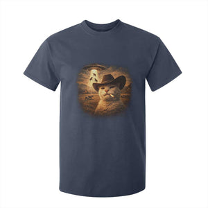 Funny Cowboy Cat UFO T Shirt For Kid Retro Western Rodeo Meme Cats Lover Gift TS10 Navy Print Your Wear