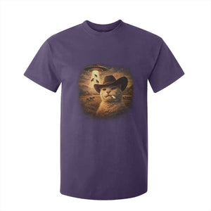Funny Cowboy Cat UFO T Shirt For Kid Retro Western Rodeo Meme Cats Lover Gift TS10 Purple Print Your Wear