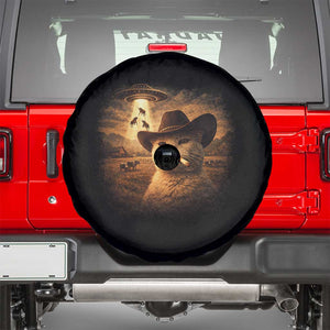 Funny Cowboy Cat UFO Spare Tire Cover Retro Western Rodeo Meme Cats Lover Gift TS10 Black Print Your Wear