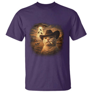 Funny Cowboy Cat UFO T Shirt Retro Western Rodeo Meme Cats Lover Gift TS10 Purple Print Your Wear