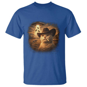 Funny Cowboy Cat UFO T Shirt Retro Western Rodeo Meme Cats Lover Gift TS10 Royal Blue Print Your Wear