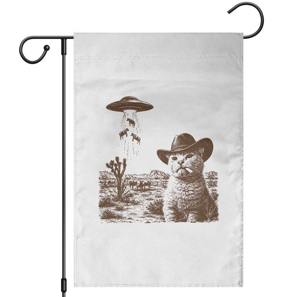 UFO Cowboy Cat Garden Flag Vintage Graphic Retro Western Rodeo TS10 White Print Your Wear
