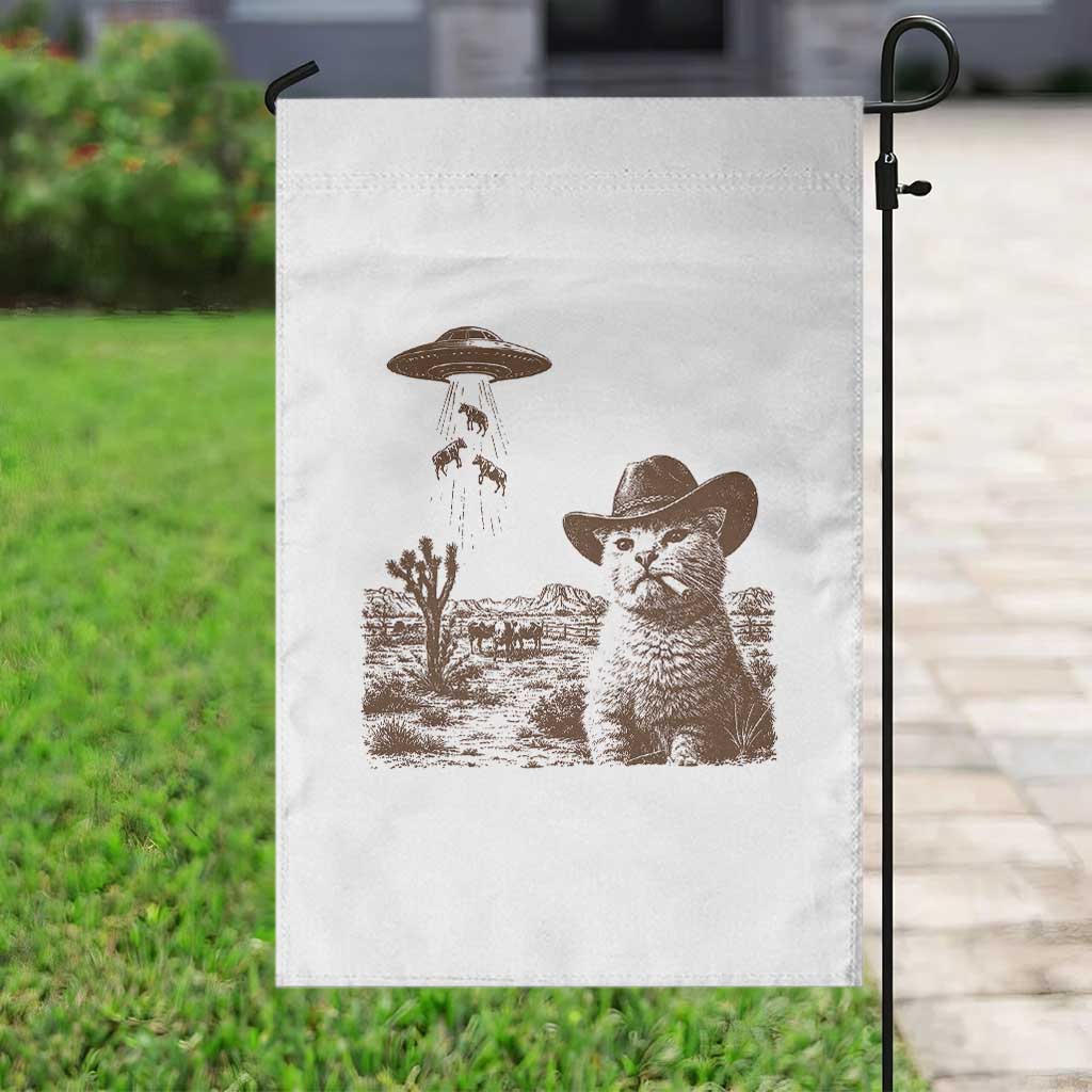 UFO Cowboy Cat Garden Flag Vintage Graphic Retro Western Rodeo TS10 Print Your Wear