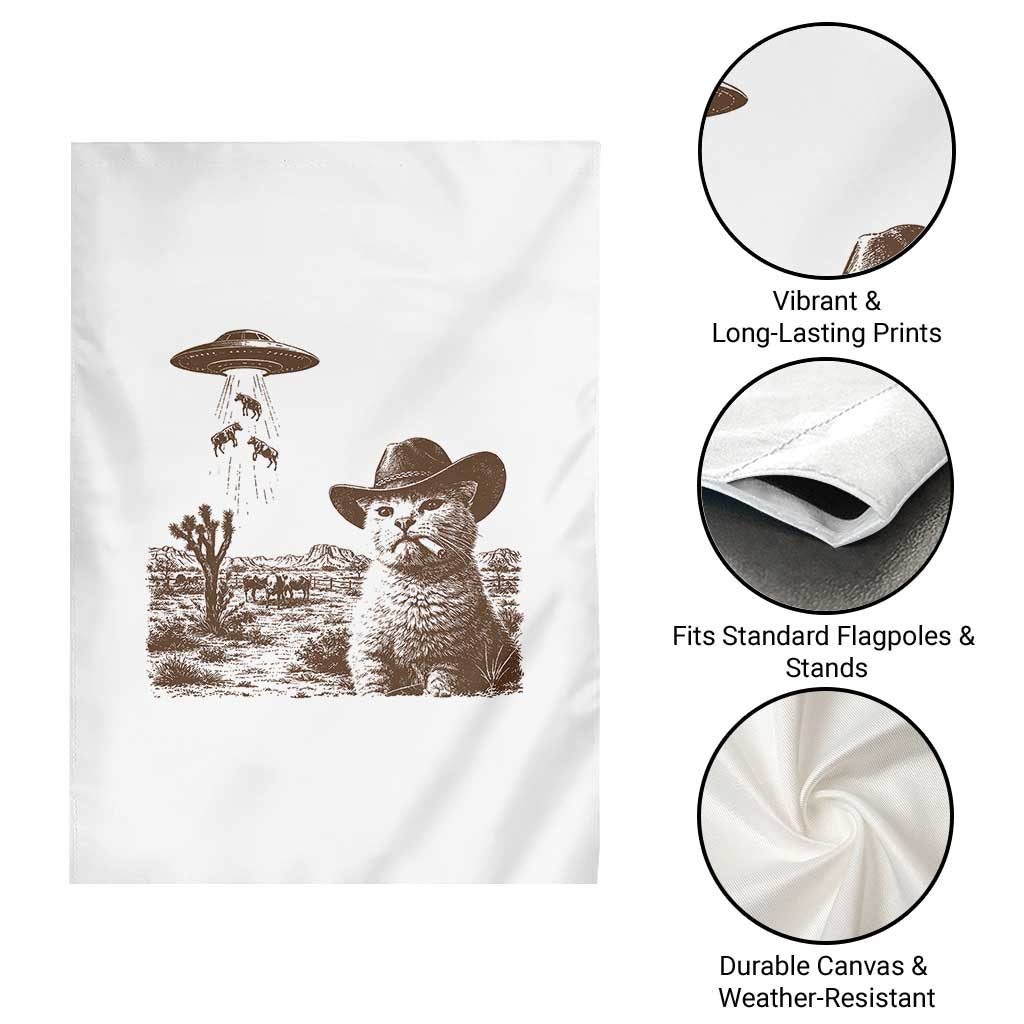 UFO Cowboy Cat Garden Flag Vintage Graphic Retro Western Rodeo TS10 Print Your Wear