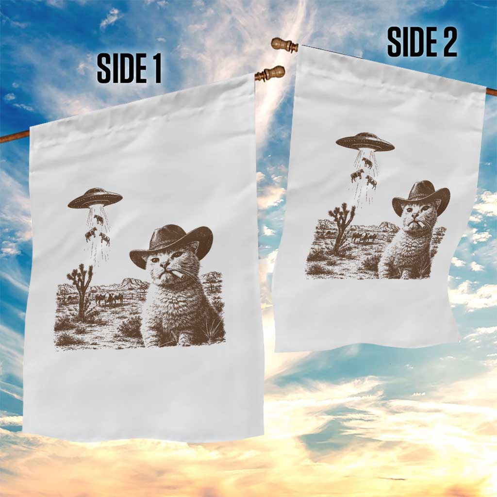 UFO Cowboy Cat Garden Flag Vintage Graphic Retro Western Rodeo TS10 Print Your Wear