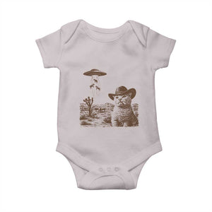 UFO Cowboy Cat Baby Onesie Vintage Graphic Retro Western Rodeo TS10 Ice Gray Print Your Wear