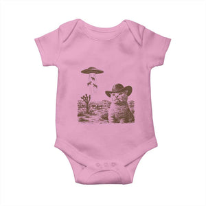 UFO Cowboy Cat Baby Onesie Vintage Graphic Retro Western Rodeo TS10 Light Pink Print Your Wear