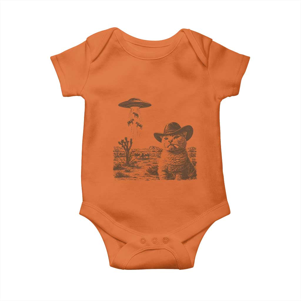 UFO Cowboy Cat Baby Onesie Vintage Graphic Retro Western Rodeo TS10 Orange Print Your Wear