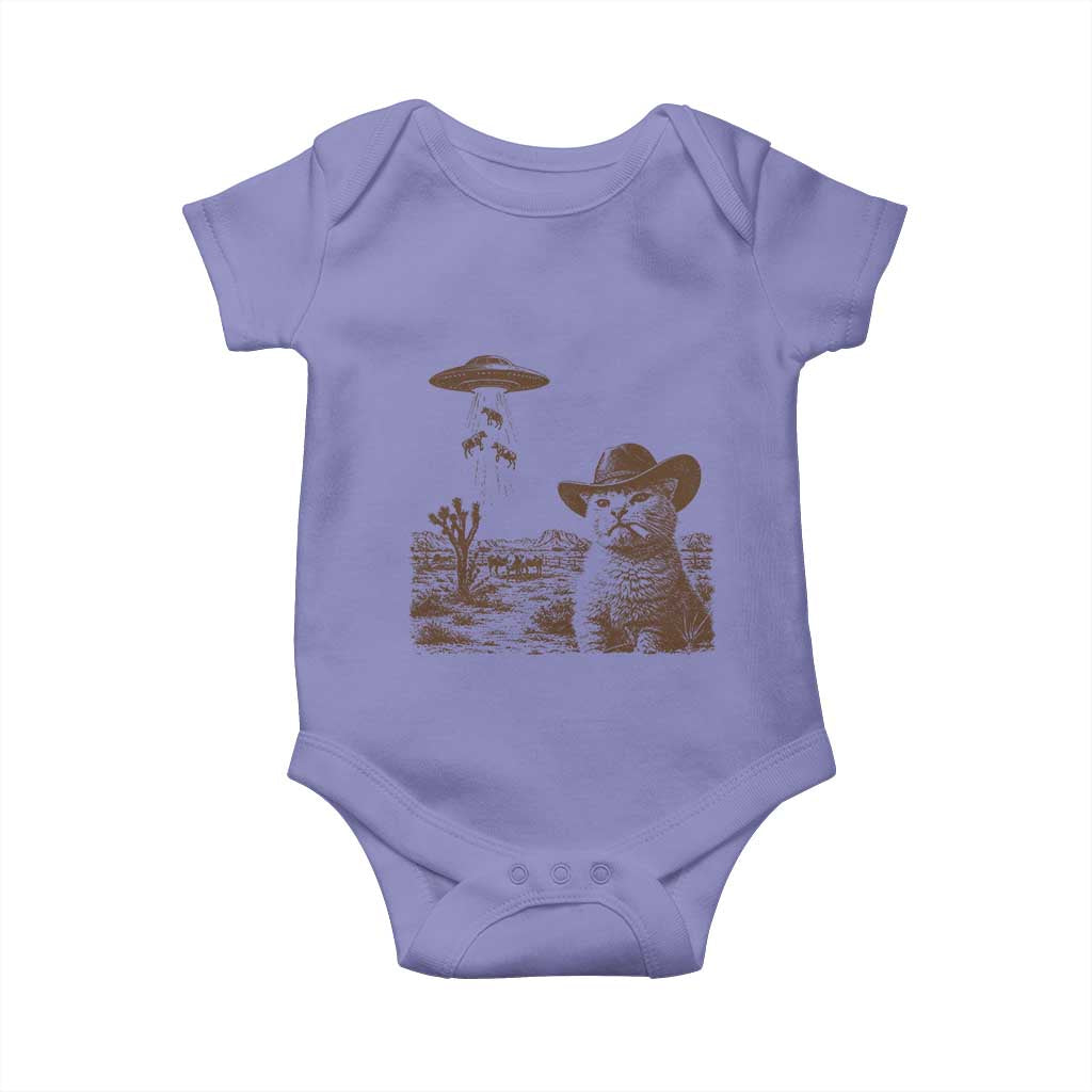 UFO Cowboy Cat Baby Onesie Vintage Graphic Retro Western Rodeo TS10 Violet Print Your Wear