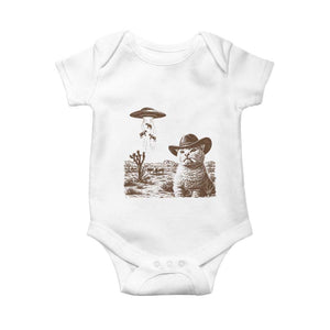 UFO Cowboy Cat Baby Onesie Vintage Graphic Retro Western Rodeo TS10 White Print Your Wear