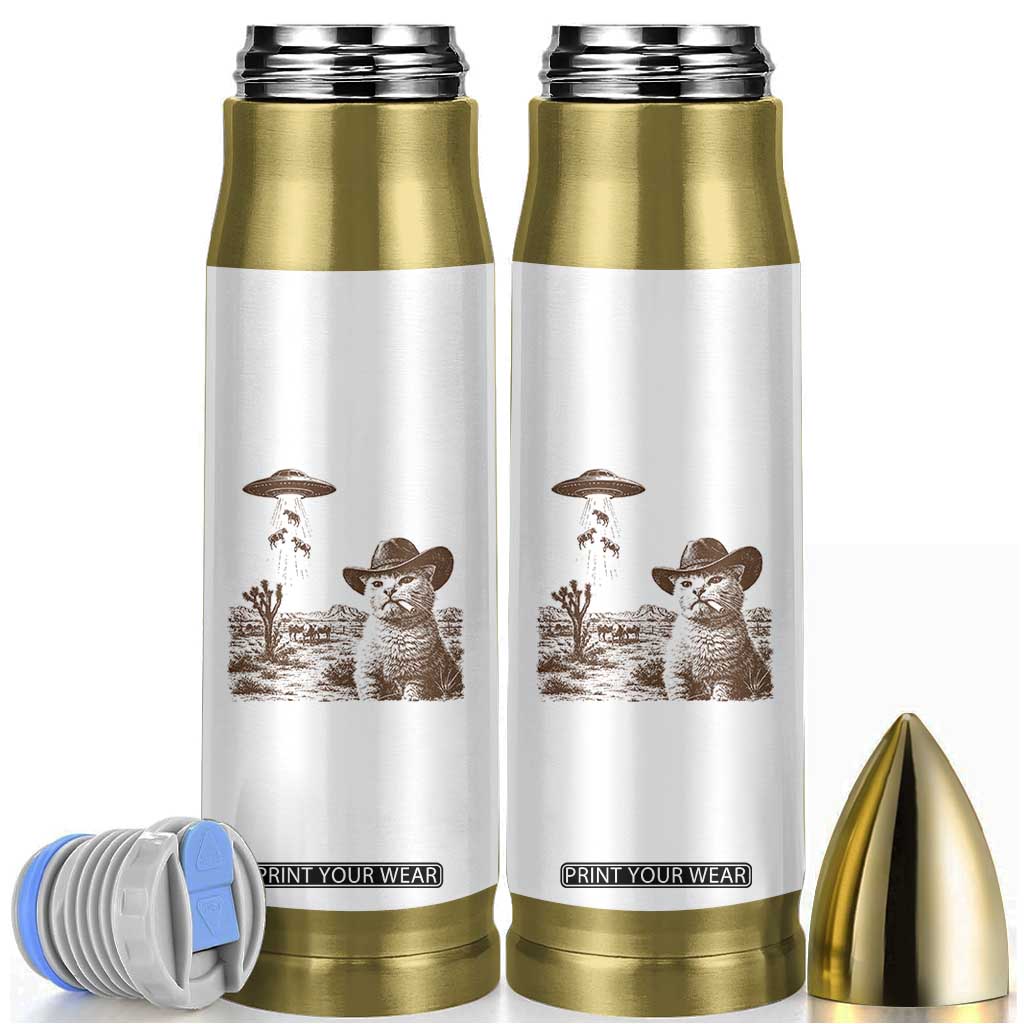 UFO Cowboy Cat Bullet Tumbler Vintage Graphic Retro Western Rodeo TS10 White Print Your Wear