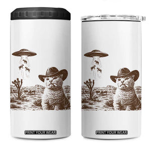 UFO Cowboy Cat 4 in 1 Can Cooler Tumbler Vintage Graphic Retro Western Rodeo TS10 One Size: 16 oz White Print Your Wear