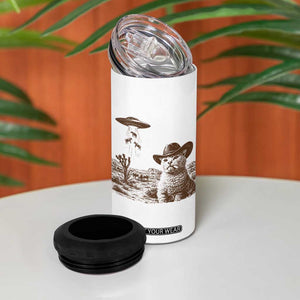 UFO Cowboy Cat 4 in 1 Can Cooler Tumbler Vintage Graphic Retro Western Rodeo TS10 Print Your Wear
