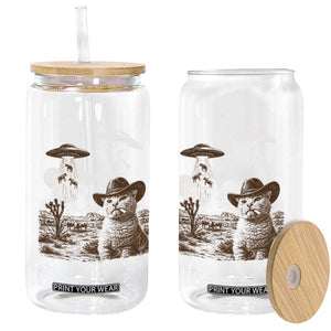 UFO Cowboy Cat Glass Can Vintage Graphic Retro Western Rodeo TS10 Print Your Wear