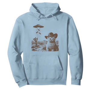 UFO Cowboy Cat Hoodie Vintage Graphic Retro Western Rodeo TS10 Light Blue Print Your Wear