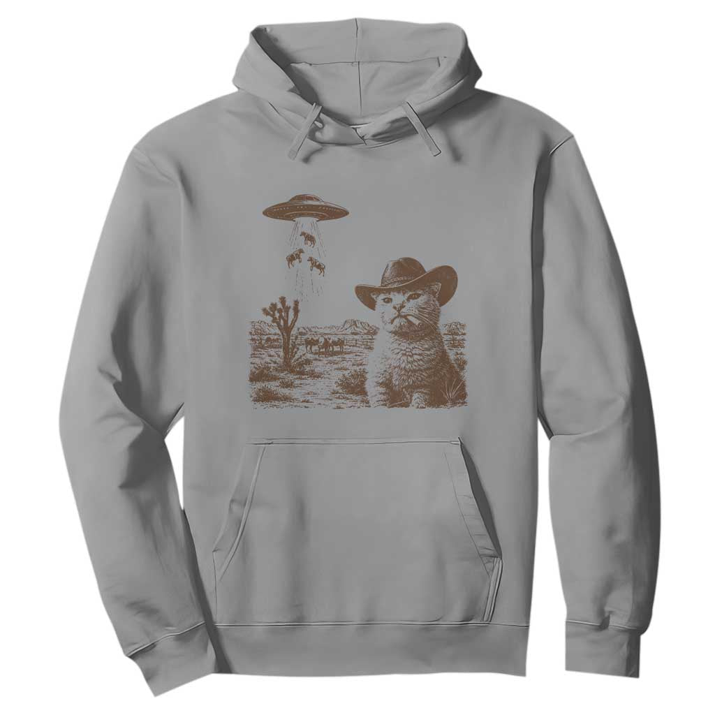 UFO Cowboy Cat Hoodie Vintage Graphic Retro Western Rodeo TS10 Sport Gray Print Your Wear