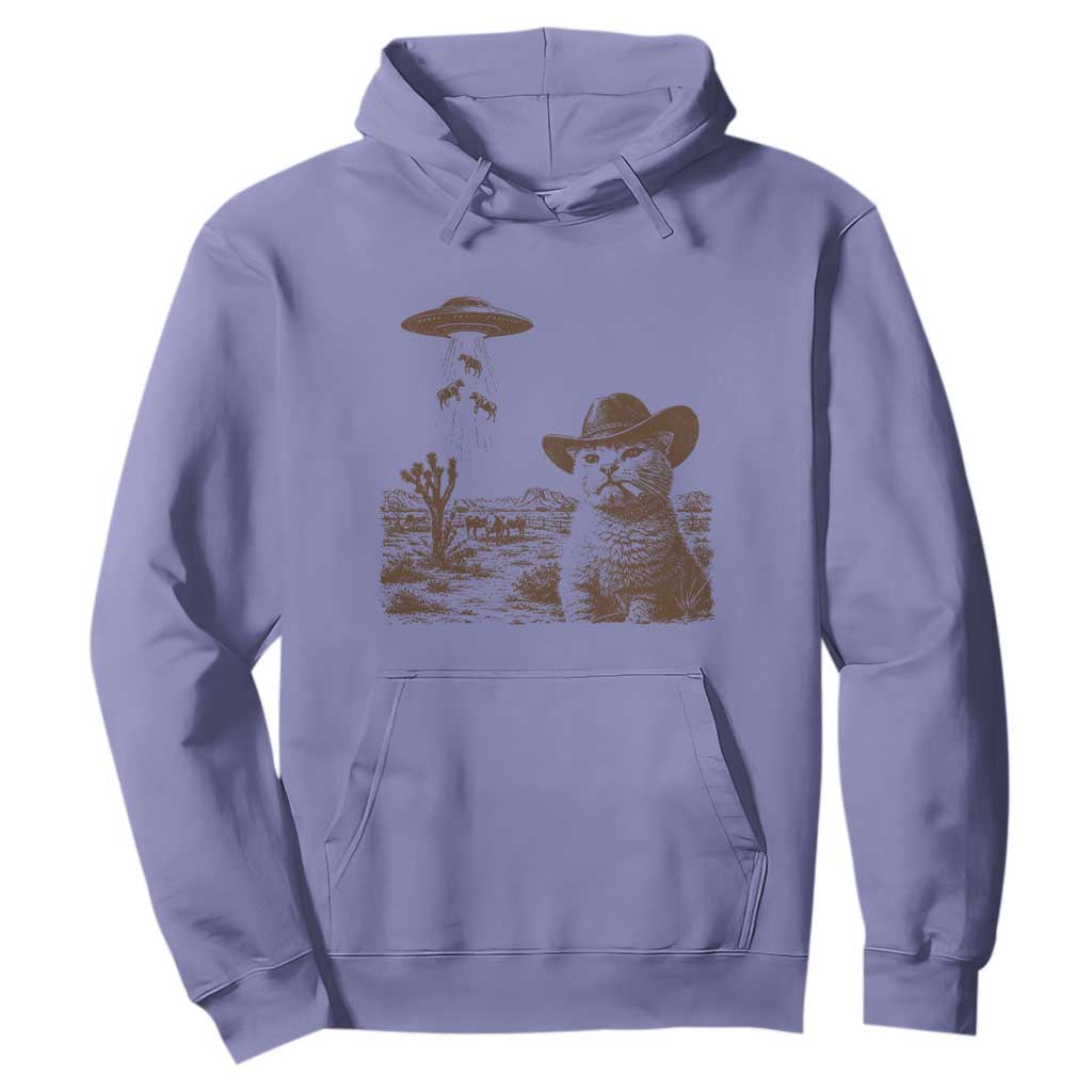 UFO Cowboy Cat Hoodie Vintage Graphic Retro Western Rodeo TS10 Violet Print Your Wear