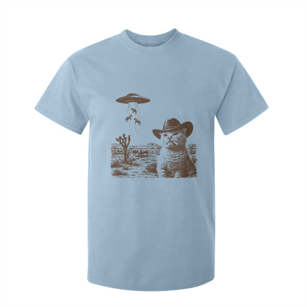 UFO Cowboy Cat T Shirt For Kid Vintage Graphic Retro Western Rodeo TS10 Light Blue Print Your Wear