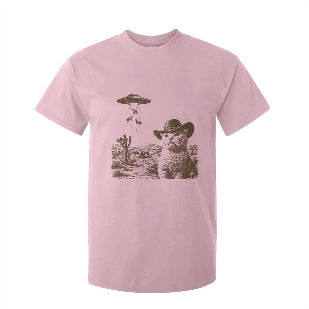 UFO Cowboy Cat T Shirt For Kid Vintage Graphic Retro Western Rodeo TS10 Light Pink Print Your Wear