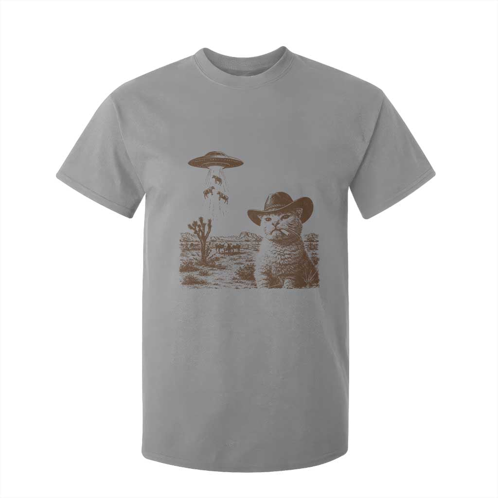 UFO Cowboy Cat T Shirt For Kid Vintage Graphic Retro Western Rodeo TS10 Sport Gray Print Your Wear