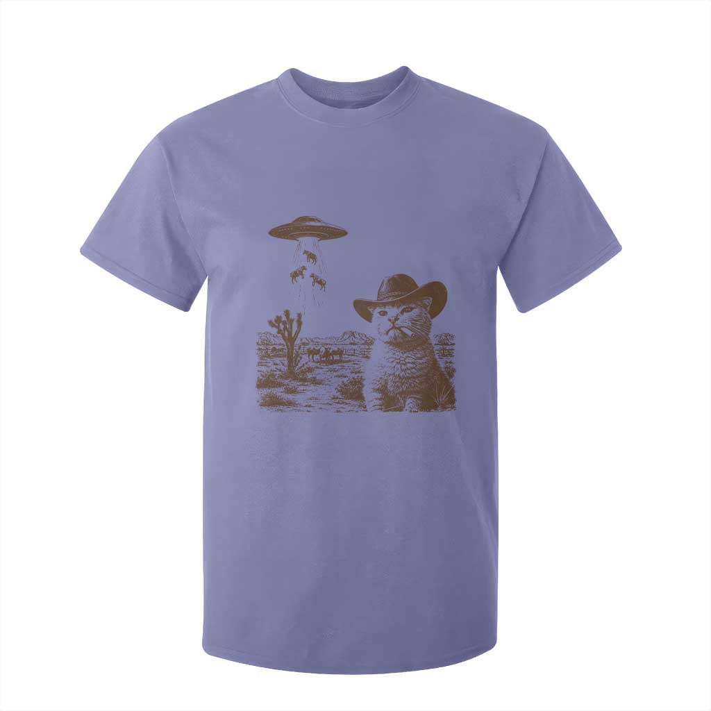 UFO Cowboy Cat T Shirt For Kid Vintage Graphic Retro Western Rodeo TS10 Violet Print Your Wear