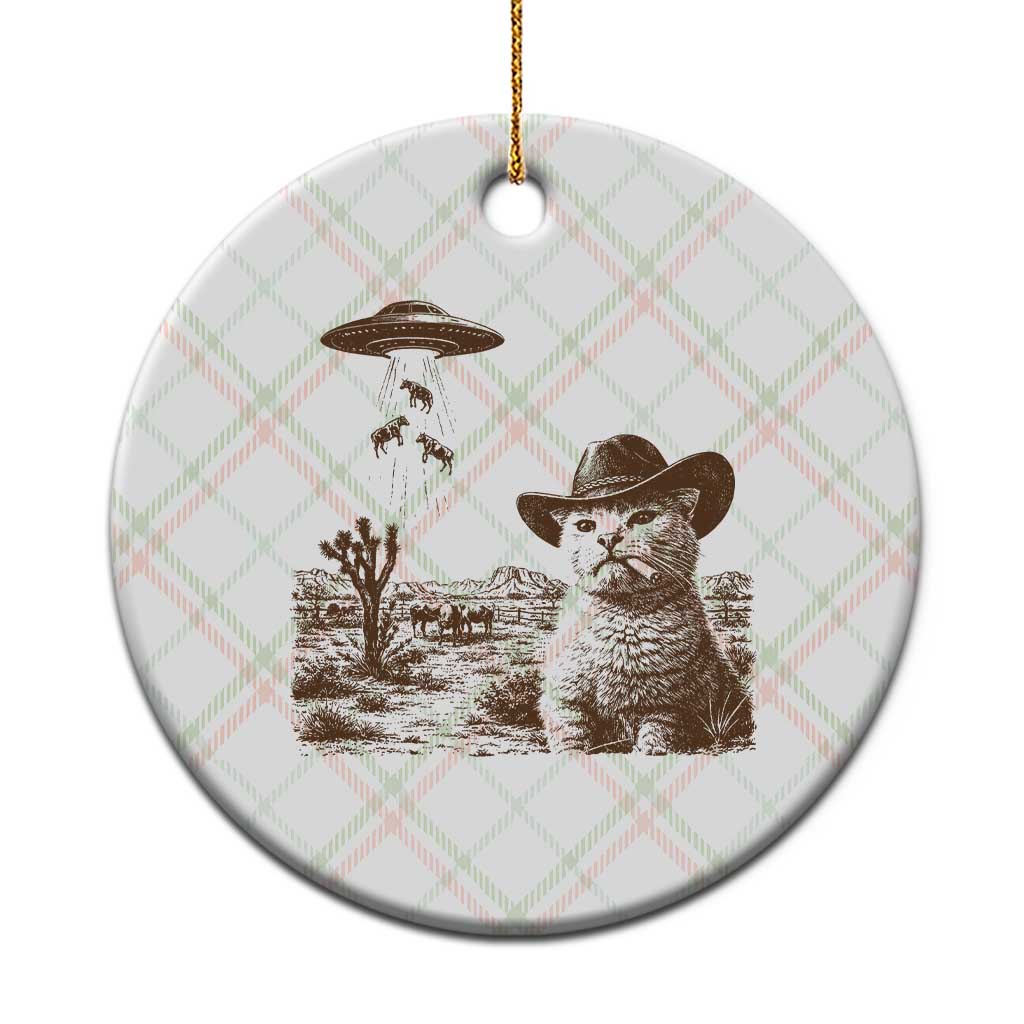 UFO Cowboy Cat Ceramic Ornament Vintage Graphic Retro Western Rodeo TS10 1pc Christmas Plaid Print Your Wear