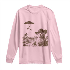 UFO Cowboy Cat Long Sleeve Shirt Vintage Graphic Retro Western Rodeo TS10 Light Pink Print Your Wear