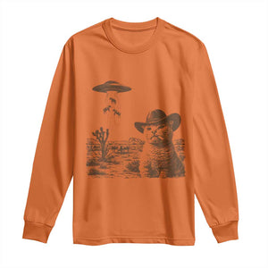 UFO Cowboy Cat Long Sleeve Shirt Vintage Graphic Retro Western Rodeo TS10 Orange Print Your Wear