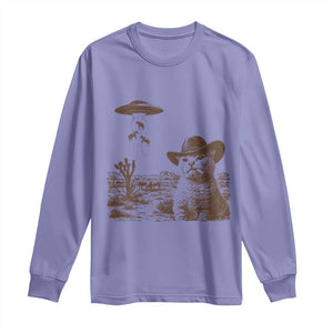 UFO Cowboy Cat Long Sleeve Shirt Vintage Graphic Retro Western Rodeo TS10 Violet Print Your Wear