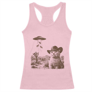 UFO Cowboy Cat Racerback Tank Top Vintage Graphic Retro Western Rodeo TS10 Light Pink Print Your Wear