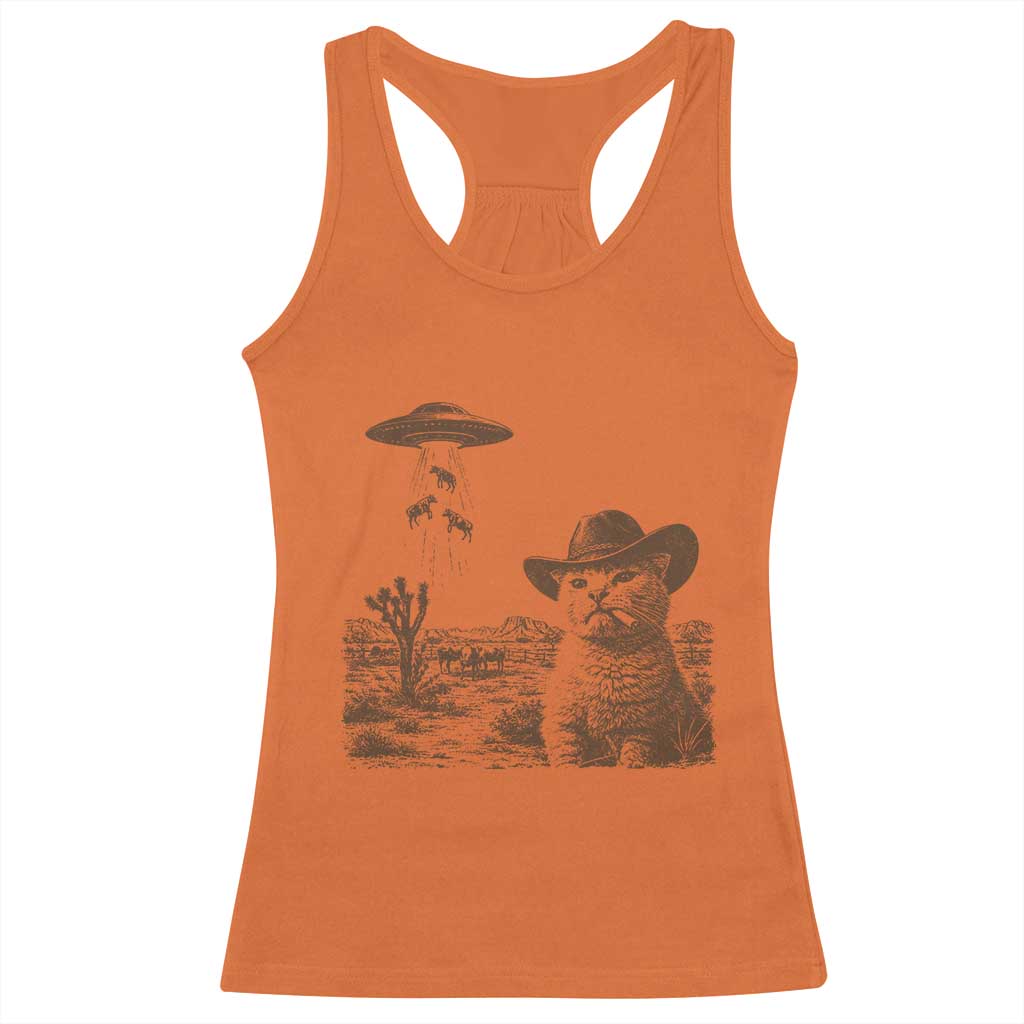 UFO Cowboy Cat Racerback Tank Top Vintage Graphic Retro Western Rodeo TS10 Orange Print Your Wear