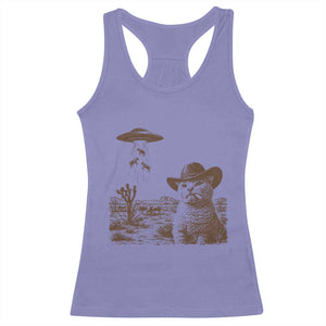UFO Cowboy Cat Racerback Tank Top Vintage Graphic Retro Western Rodeo TS10 Violet Print Your Wear