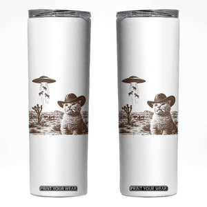 UFO Cowboy Cat Skinny Tumbler Vintage Graphic Retro Western Rodeo TS10 White Print Your Wear